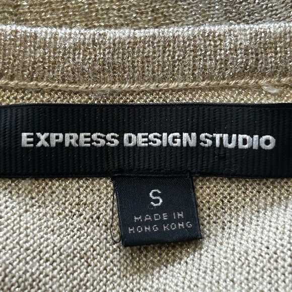 Express design studio blouse metallic gold shimmer oversized glamour holiday - Picture 9 of 13